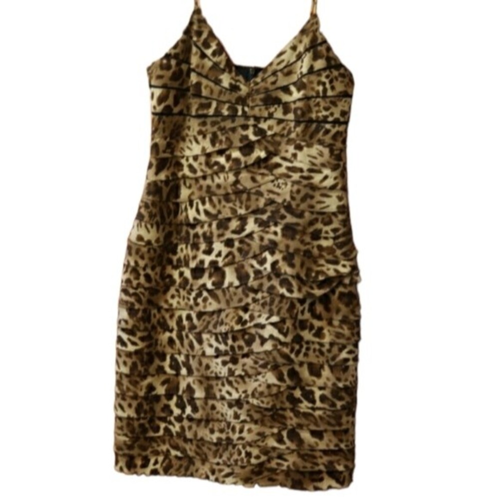 Lavish Alice Mesh Leopard Animal Print Tiered Bodycon Dress 6